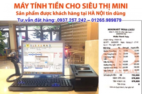 Máy tính tiền rẻ cho siêu thị mini tại Hải Dương, Bắc Ninh, Vĩnh Phúc