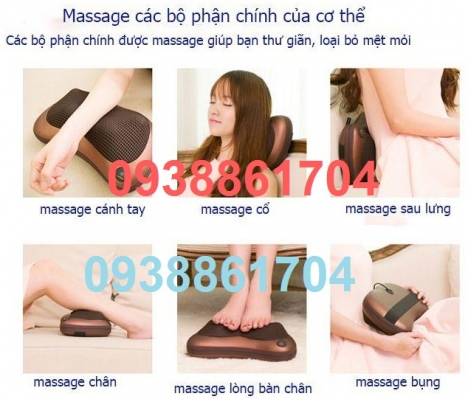 Gối Massage hồng ngoại 8 bi công nghệ Nhật Bản
