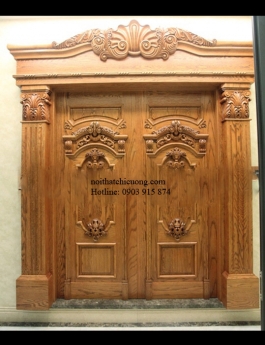 Đồ gỗ nội thất - Cửa gỗ mỹ nghệ kiểu cổ điển sang trọng