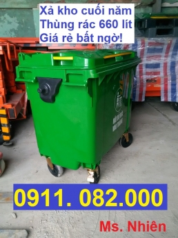 Phân phối thùng rác 660 lít giá rẻ- xe gom rác 660 lít giá sỉ