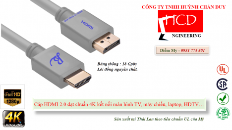 Cáp HDMI 2.0 Romywell Thái Lan chuẩn 4K & Full HD
