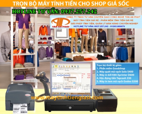 Máy tính tiền cho shop giày dép, phụ kiện tại Bến Tre