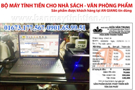 Máy tính tiền cho nhà sách, văn phòng phẩm tại Kiên Giang, Cà Mau