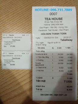 Máy tính tiền giá rẻ cho quán trà sữa tại Bạc Liêu