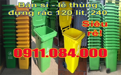 Bán thùng rác công cộng 240L màu xanh giá rẻ nhất Ms Ngọc