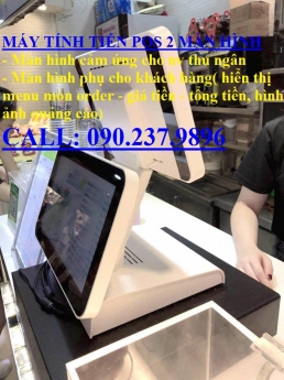 Bán máy tính tiền 2 màn hình cho quán coffee tại Hóc Môn