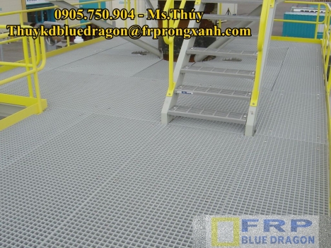 Tấm sàn ô lưới màu vàng thoát nước thải không rỉ sét
