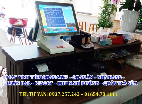 Bán trọn bộ máy tính tiền cho quán trà sữa tự phục vụ tại Rạch Giá, Hà Tiên