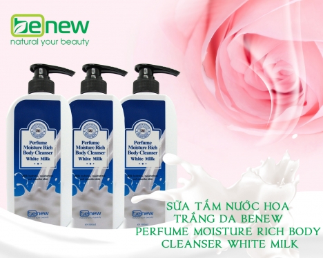 Sữa tắm nước hoa trắng da - Benew Perfume Moisture Rich Body Cleanser White Milk 500ml