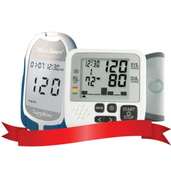 Combo máy đo đường huyết Sapphire Plus – máy đo huyết áp MediKare-DK39+-ĐÀ NẴNG