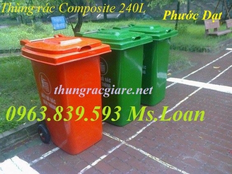 Thùng rác Composite 240L -  thùng rác công nghiệp