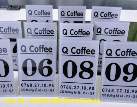 Gia công các loại biển số bàn giá rẻ- Biển số older cho các quán café