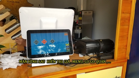 Máy tính tiền cảm ứng 2 màn hình cho quán cafe- trà sữa tại Hà Nội