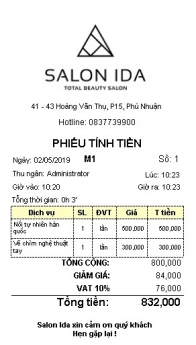 Full bộ thiết bị tính tiền với máy POS cảm ứng nguyên khối cho Salon/spa ở Phú Nhuận