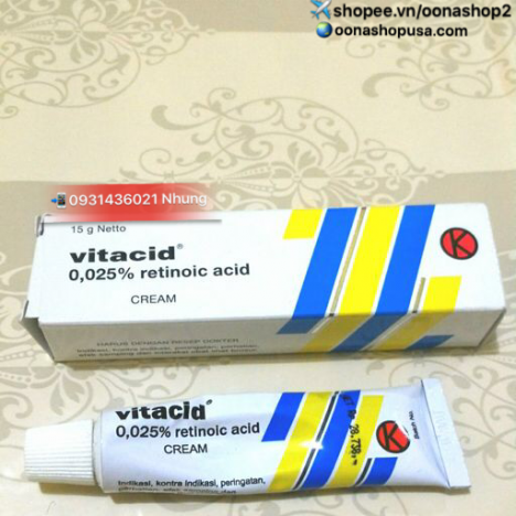 Kem Vitacid 0.025% Kem Tretinoin 0.025% trị mụn hỗ trợ điều trị Corticoids