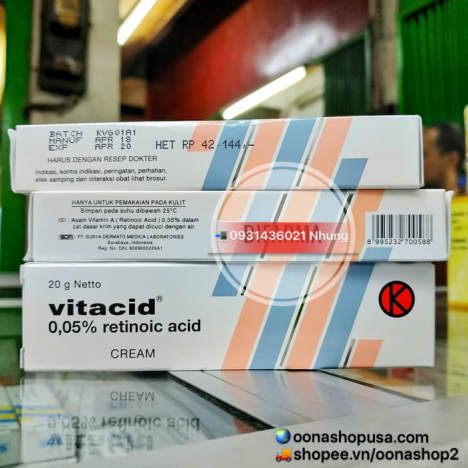 Kem Vitacid 0.05% Kem Tretinoin 0.05% Trị Mụn Ngăn Ngừa Lão Hoá Da