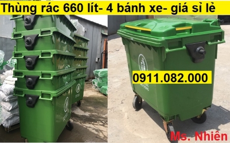 Chuyên cung cấp thùng rác 660 lít nhựa hdpe giá rẻ- lh 0911.082.000