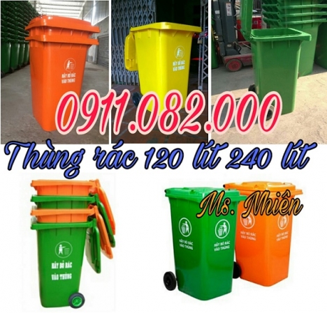 PP thùng rác 240 lít giá rẻ tại khánh hòa, thùng rác nhựa giá thấp- 0911.082.000