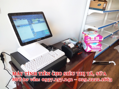 Máy tính tiền cảm ứng cho siêu thị tã, sữa tại Bắc Giang