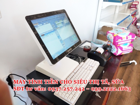 Máy tính tiền cảm ứng cho siêu thị tã, sữa tại Bắc Giang