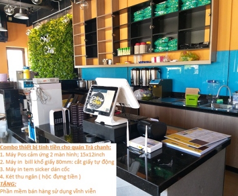 Máy Pos 2 màn hình tính tiền giá rẻ cho tiệm Trà sửa tại Kiên Giang