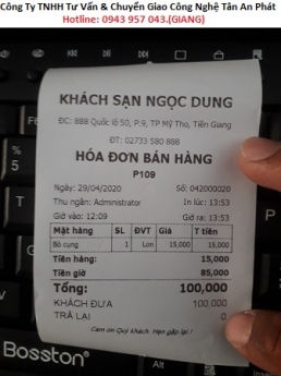 Lắp full bộ tính tiền cảm ứng giá rẻ cho khách sạn tại Bạc Liêu