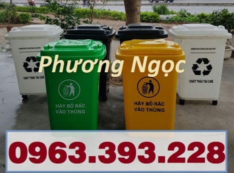 Thùng rác 60L nắp kín, thùng rác nhựa HDPE, thùng rác công cộng