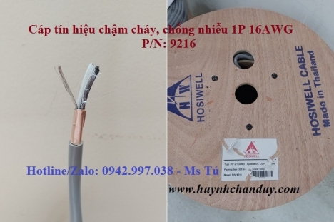 Cáp tín hiệu 2x16AWG (P/N: 9216) chậm cháy, chống nhiễu, vỏ PVC chịu nhiệt 75oC
