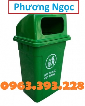 Thùng rác công cộng 90L, thùng rác 90L nắp hở, thùng rác nhựa HDPE 90L nắp hở