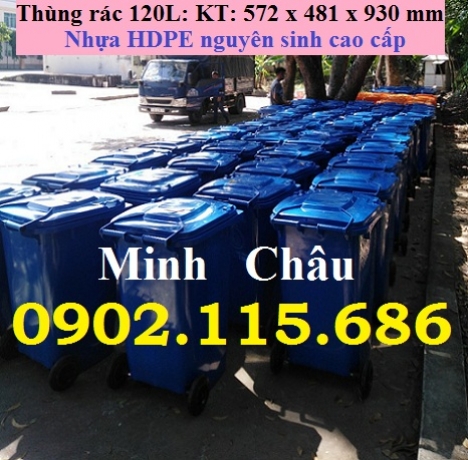 Thùng rác nhựa 120l giá rẻ, thùng rác công cộng 120l, thùng rác 120l ngoài trời, thùng rác nhựa 120l