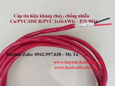Cáp tín hiệu Hosiwell 2x16AWG (1.25mm2 - 1.5mm2) vỏ LSZH màu đỏ - P/N: 9016