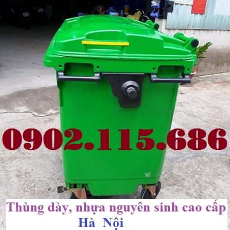 Xe rác nhựa 660l, thùng rác nhựa 660l, thùng rác công nghiệp 660l, xe thu gom rác 660l, thùng rác nh