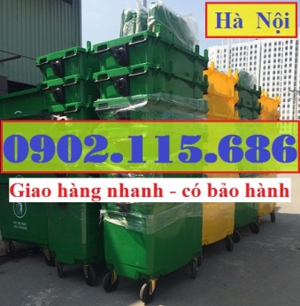 Xe rác nhựa 660l, thùng rác nhựa 660l, thùng rác công nghiệp 660l, xe thu gom rác 660l, thùng rác nh