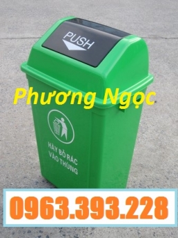 Thùng rác nhựa nắp bập bênh, thùng rác 60 Lít nắp lật, thùng rác công cộng nhựa HDPE