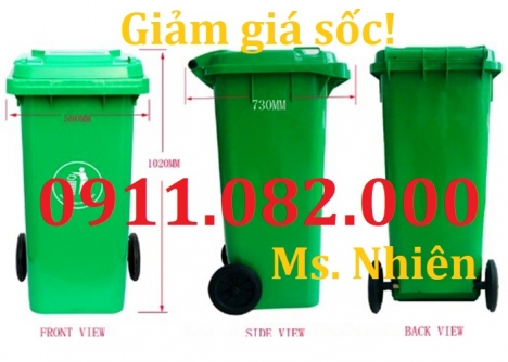 Thùng rác 240 lít giá rẻ tại bạc liêu- thùng rác có bánh xe, nắp kín- lh 0911082000