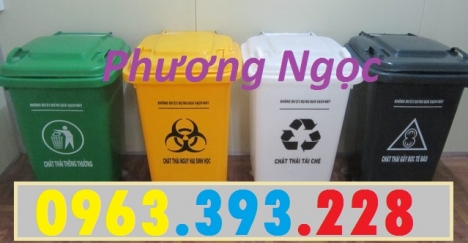 Thùng rác 60L nhựa HDPE, thùng rác 60 Lít nắp kín, thùng rác công cộng, thùng rác đạp chân