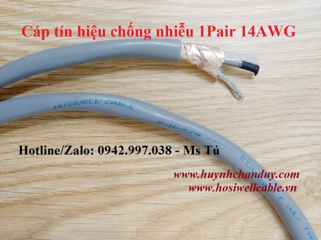 Cáp tín hiệu Hosiwell (P/N: 9214) 1Pair 14AWG, vỏ PVC màu Grey