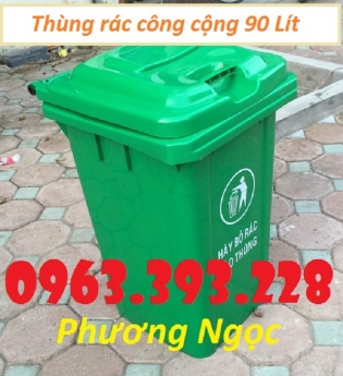 Thùng rác nhựa 90L nắp kín, thùng rác 90 Lít công cộng, thùng rác nắp kín, thùng rác 90L