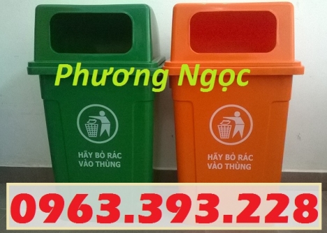 Thùng rác 90 Lít nắp hở nhựa HDPE, thùng rác cửa ngang, thùng rác công cộng, thùng rác 90L