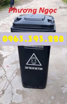 Thùng rác nhựa 120L y tế, thùng rác y tế nhựa HDPE, thùng đựng rác thải y tế 120 Lít