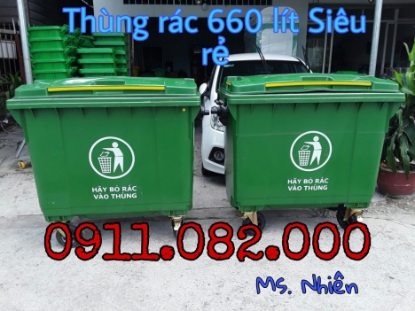 Giá thùng rác 240 lít tại hậu giang- Thùng rác môi trường, thùng rác 120L 660L giá rẻ- lh 0911082000