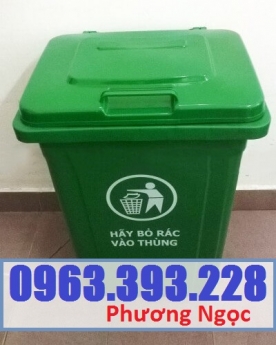 Thùng rác công cộng 90L nắp kín, thùng rác có nắp đậy, thùng rác 90 Lít nhựa HDPE
