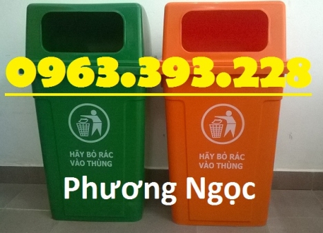 Thùng rác công nghiệp 90 Lít nắp hở, thùng rác nhựa HDPE 90L, thùng rác 90 nắp hở