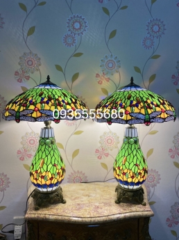 Giao lưu đôi đèn tiffany hai thân chuồn xanh
