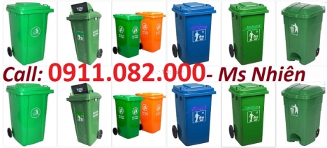 Xả 1000 thùng rác 240 lít giá rẻ tại sóc trăng- Thùng rác nhựa HDPE bánh xe nắp kín- lh 0911082000
