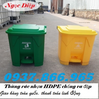 Thùng rác nhựa HDPE, thùng rác đạp chân, thùng rác công cộng, thùng rác giá rẻ