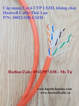 Hosiwell Cable - Cáp mạng Cat.6 UTP LSZH kháng cháy (30022-OR-LSZH)