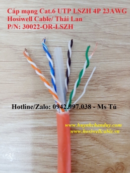 Hosiwell Cable - Cáp mạng Cat.6 UTP LSZH kháng cháy (30022-OR-LSZH)