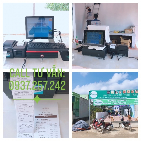 Bán máy in hóa đơn tính tiền cảm ứng 2 màn hình cho quán trà sữa tại Hà Nội