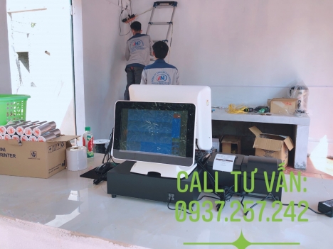 Bán máy in hóa đơn tính tiền cảm ứng 2 màn hình cho quán trà sữa tại Hà Nội